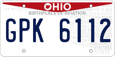 OH license plate GPK6112