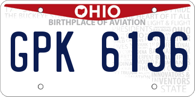 OH license plate GPK6136