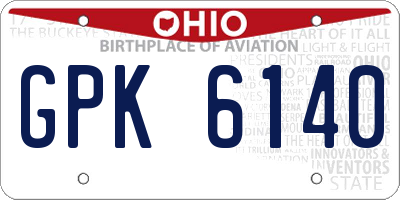 OH license plate GPK6140