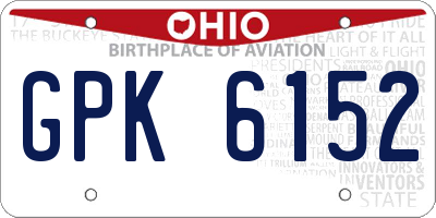 OH license plate GPK6152