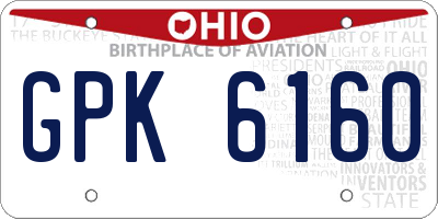 OH license plate GPK6160