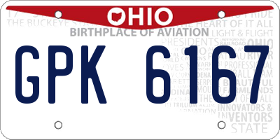 OH license plate GPK6167