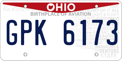 OH license plate GPK6173