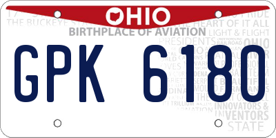 OH license plate GPK6180