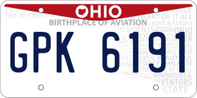 OH license plate GPK6191