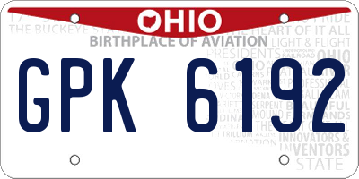OH license plate GPK6192