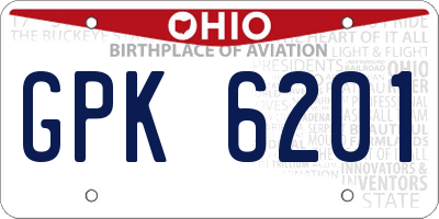 OH license plate GPK6201