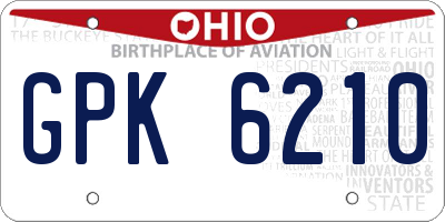 OH license plate GPK6210