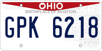 OH license plate GPK6218
