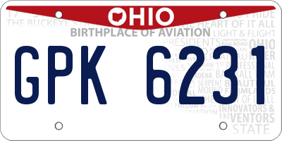 OH license plate GPK6231