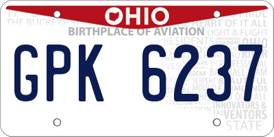 OH license plate GPK6237