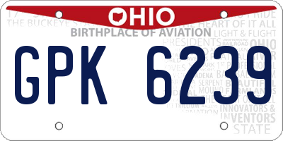 OH license plate GPK6239