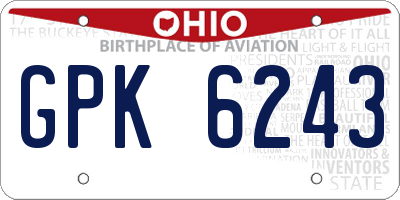 OH license plate GPK6243