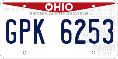 OH license plate GPK6253
