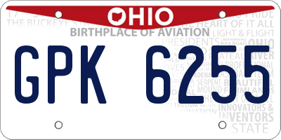 OH license plate GPK6255