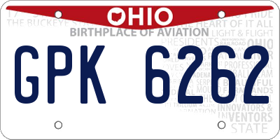 OH license plate GPK6262