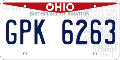 OH license plate GPK6263