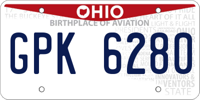 OH license plate GPK6280