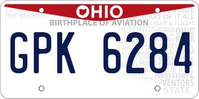 OH license plate GPK6284