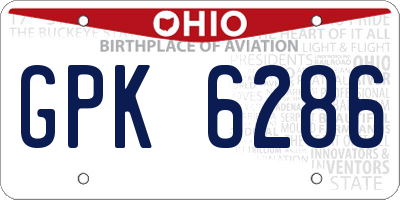 OH license plate GPK6286