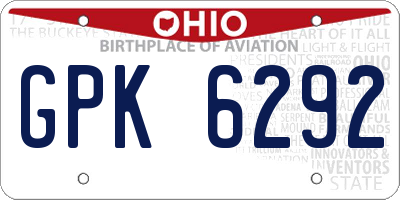OH license plate GPK6292
