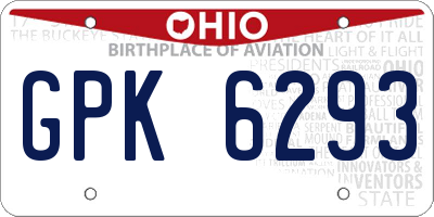 OH license plate GPK6293