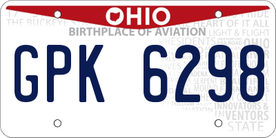 OH license plate GPK6298