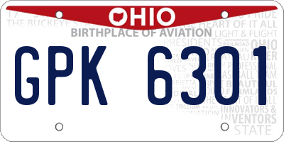 OH license plate GPK6301