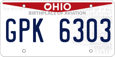 OH license plate GPK6303