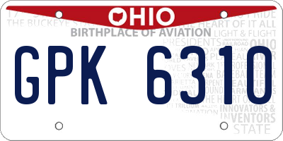 OH license plate GPK6310