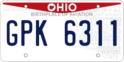 OH license plate GPK6311