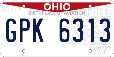 OH license plate GPK6313