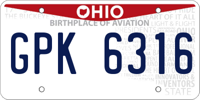 OH license plate GPK6316