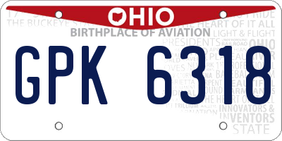 OH license plate GPK6318