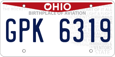 OH license plate GPK6319