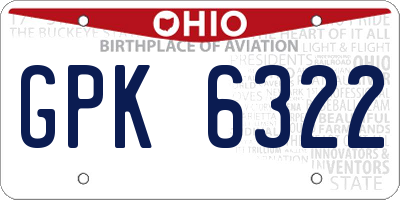 OH license plate GPK6322