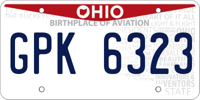 OH license plate GPK6323