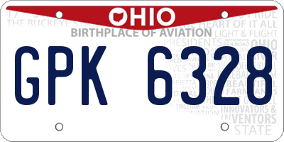 OH license plate GPK6328