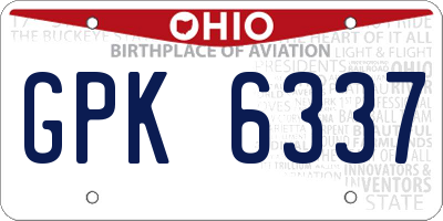 OH license plate GPK6337