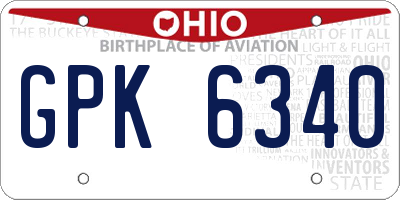 OH license plate GPK6340