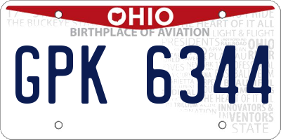 OH license plate GPK6344