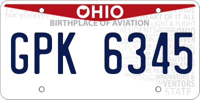 OH license plate GPK6345