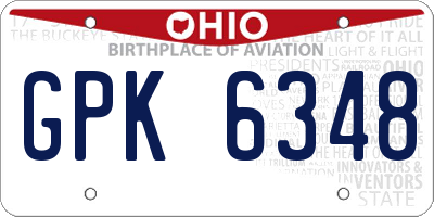OH license plate GPK6348