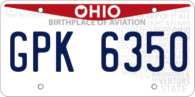 OH license plate GPK6350