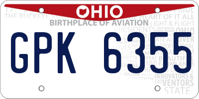 OH license plate GPK6355