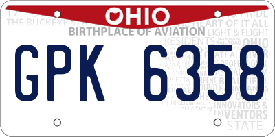 OH license plate GPK6358