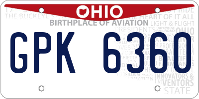 OH license plate GPK6360