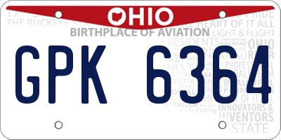 OH license plate GPK6364