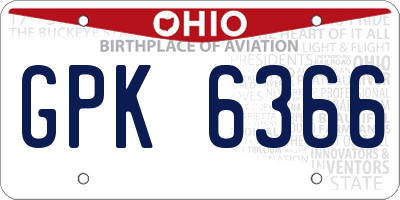 OH license plate GPK6366