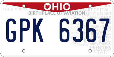 OH license plate GPK6367